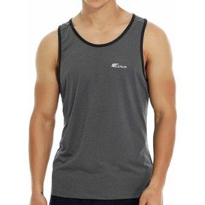 EZRUN Men's Tank Top Quick Dry Athletic Shirt Gray Size Large